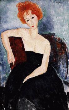 阿米地奧 莫迪裡阿尼 ung Redhead in an Evening Dress